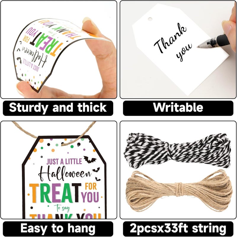 g2plus Halloween Thank You Tags, 50PCS Happy Halloween Tags, Pumpkin Thank You for All You Do Paper Gift Tag with String for Candy Bags, Gift Wrapping, Party Favors - Image 3